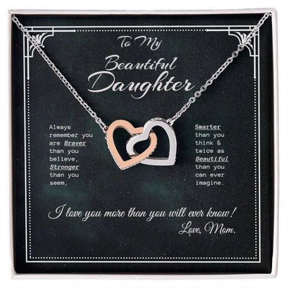 Beautiful Daughter Interlocking Heart Necklace -Love MOM ShineOn Fulfillment
