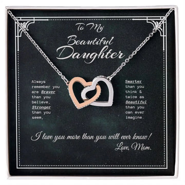 Beautiful Daughter Interlocking Heart Necklace Love MOM