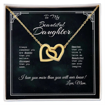 Beautiful Daughter Interlocking Heart Necklace Love MOM