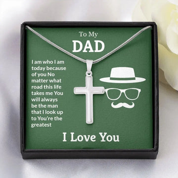 Dad Stainless Steel Cross ShineOn Fulfillment