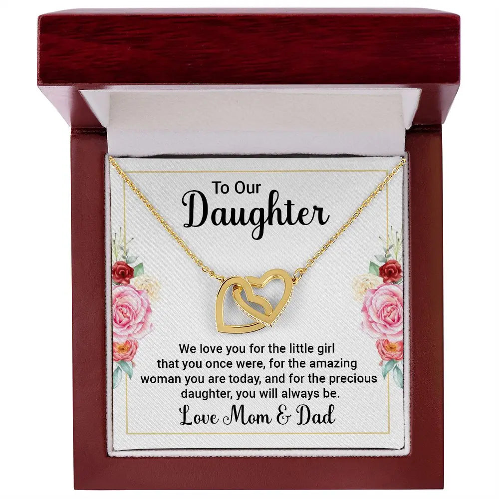 Our Daughter Interlocking Heart Necklace ShineOn Fulfillment